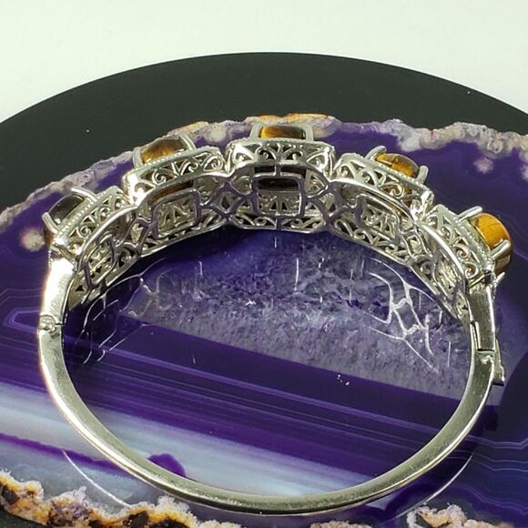 Vintage Marked STS Karis Tigerseye Size 7 Bangle Bracelet - Picture 11 of 16